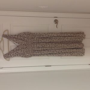 Brown and baby blue floral print dress